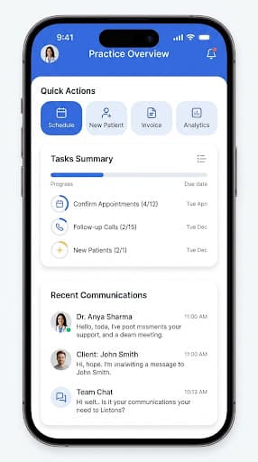 Portal 360 Mobile App showing dashboard and task management
